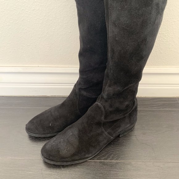 Stuart Weitzman Black Suede Lowland Over-The-Knee Boots - Picture 9 of 16